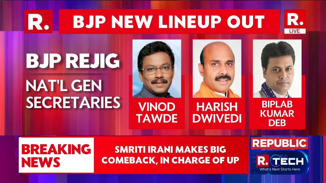 LIVE: BJP Announces New Office Bearers | Smriti Irani, Vasundhara Raje Get Key Roles | Full List
