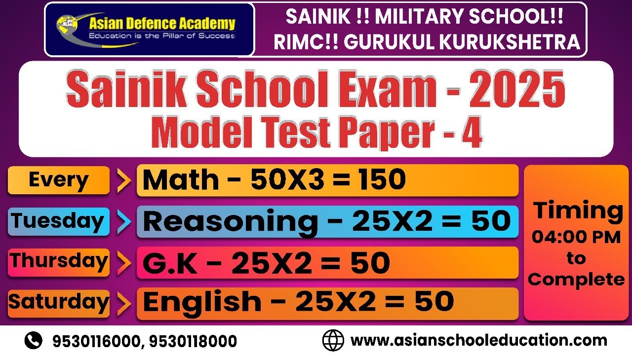 Mock Test 4 For Sainik school exam 2025 | Maha Marathon #sainikschoolentrancecoaching