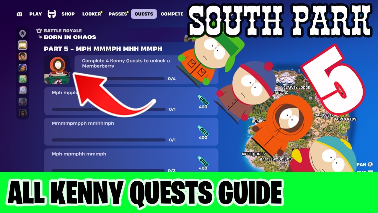 Fortnite Complete Part 5 Mph Mmmph Mhh Mmph Quests How to easily Complete South Park Kenny Quests