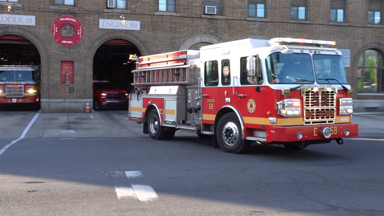 Philadelphia Fire Department Engine 59, Ladder 18 & Battalion 8 Responding 