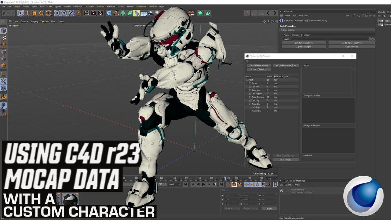 Using Custom Characters with Cinema 4D r23 Mocap Data