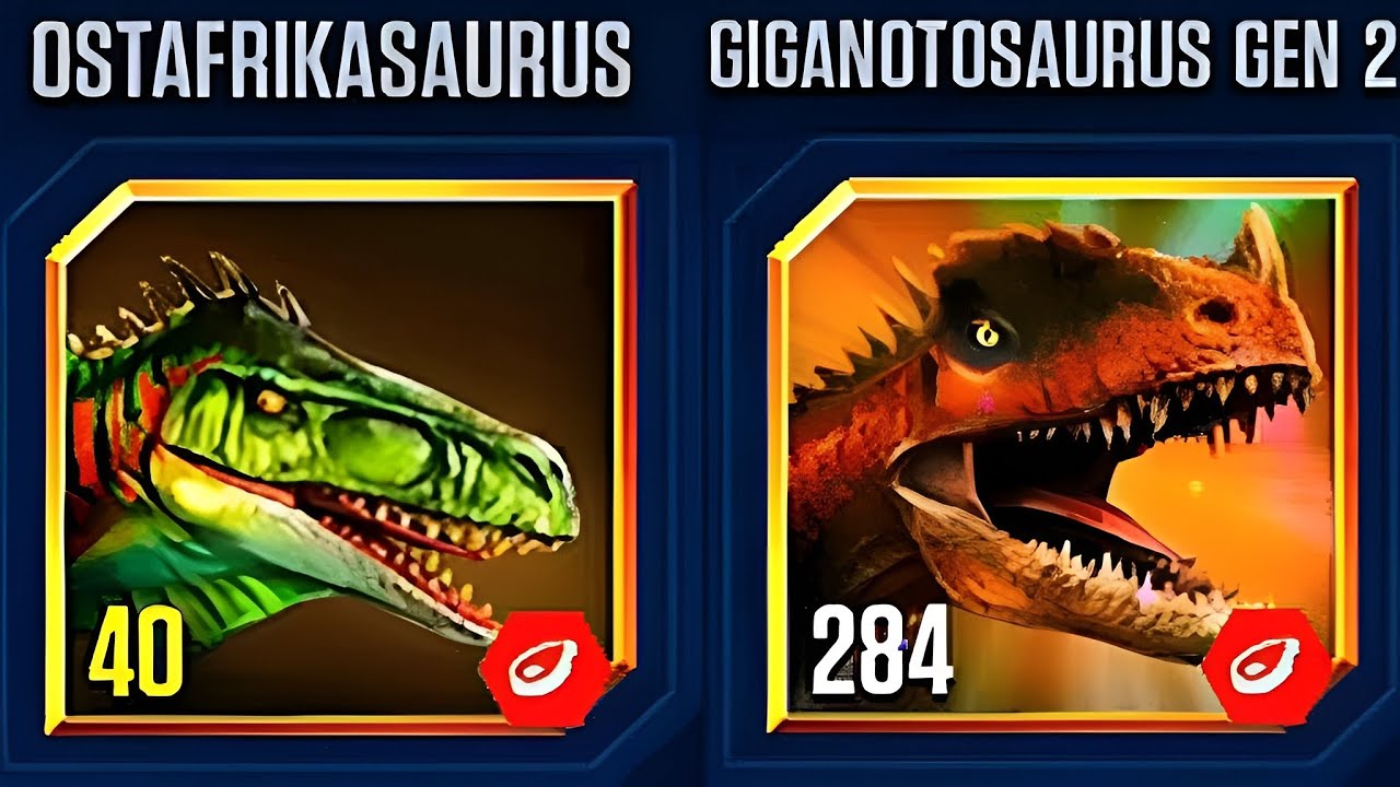OSTAFRIKASAURUS VS GIGANOTOSAURUS GEN 2 UNLOCK OSTAFRIKASAURUS LEVEL 40 | JURASSIC WORLD THE GAME