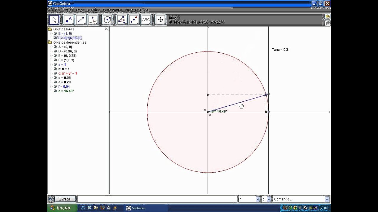 Construindo circulo trigonometrico no Geogebra