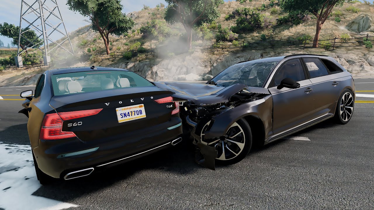 Volvo s60 VS Audi s4 💥 BeamNG.Drive Realistic CRASH test