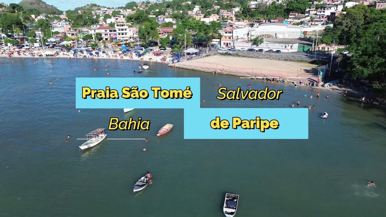 Sobrevoando com o Drone DJI Mavic, a Praia de São Tomé de Paripe, Salvador - Bahia.
