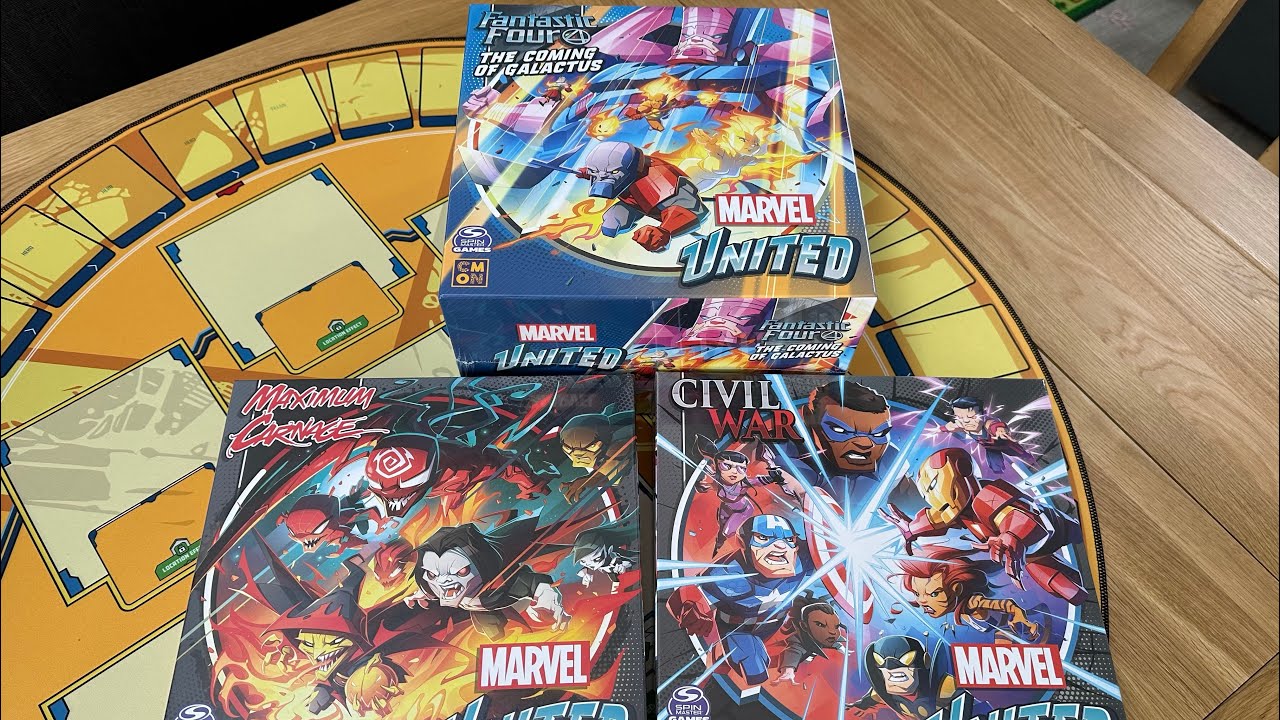 Marvel United: Multiverse Unboxing - The Coming of Galactus, Civil War and Maximum Carnage.