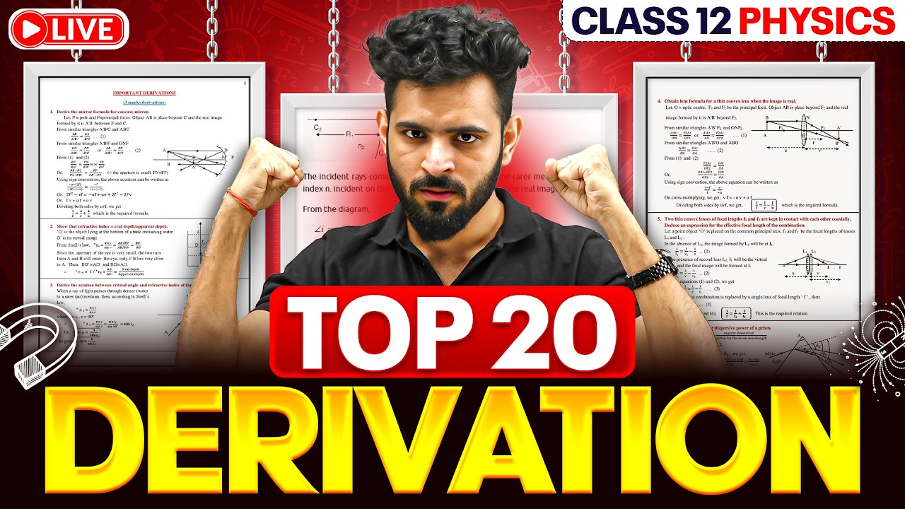 Top 20 Physics Derivations Class 12 🔥 | Boards-Sure Questions | CBSE 2026 By Akshay sir