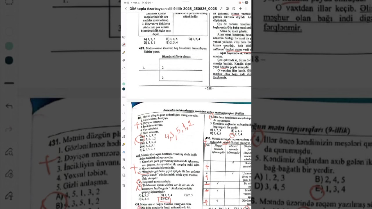 Yazbaşı gələrsən mətni. 9-illik DİM. 2025
