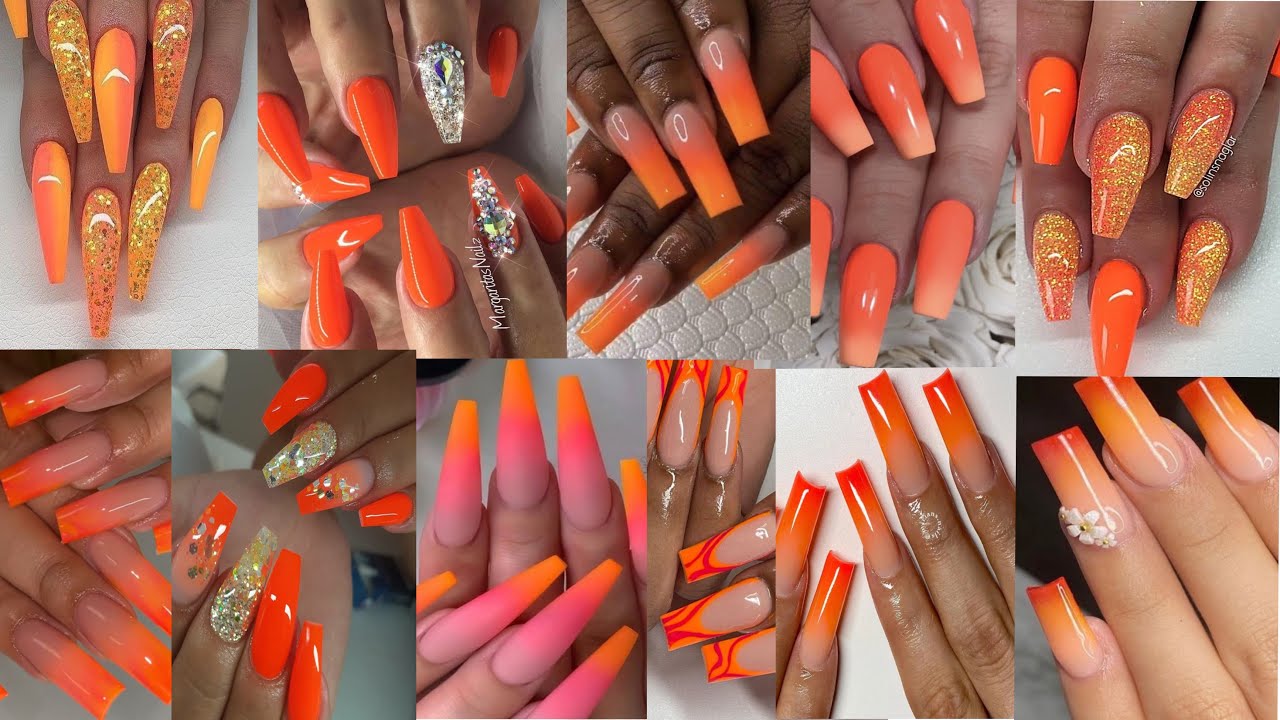 Most Latest And Beautiful Orange Nails Designs For African Girls And Ladies/ 2025 Orange Gel Designs