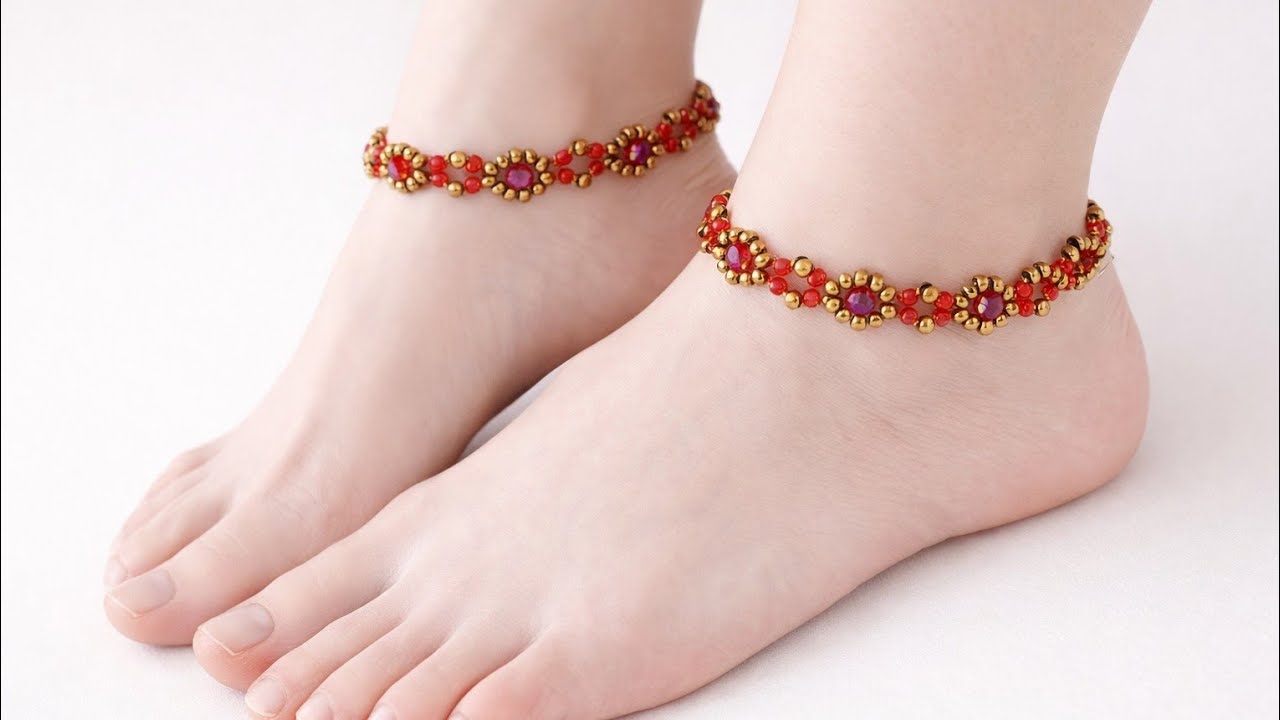 DIy payal (anklet) design ♥️ 👌 with beads. 