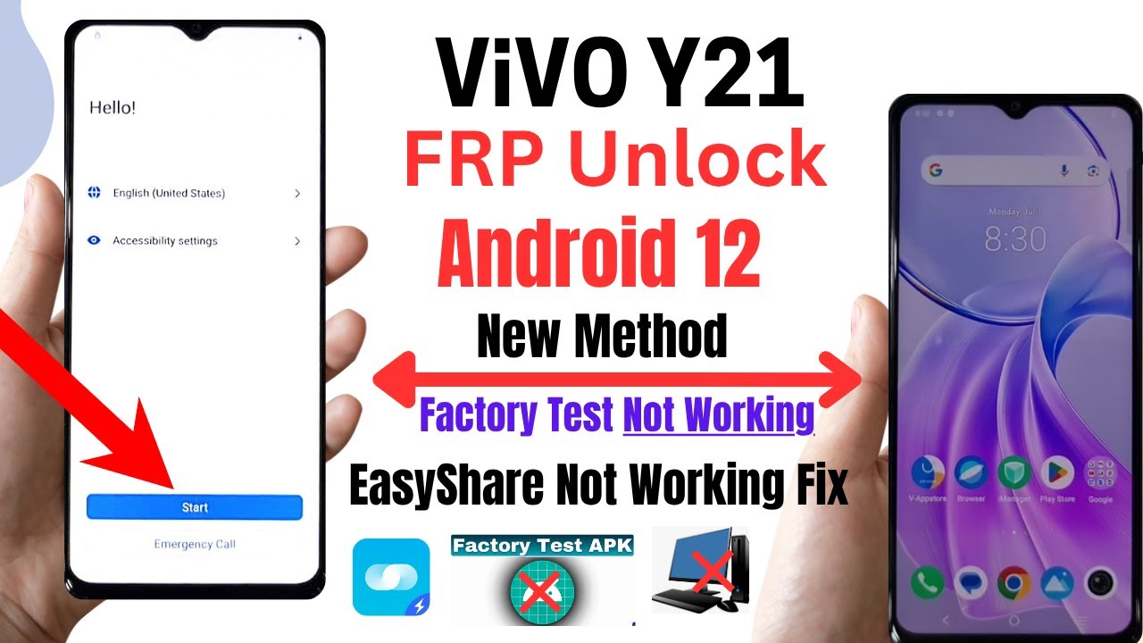 Vivo Y20/Y21 FRP Unlock/Bypass/Remove Android 12 No Factory Test | EasyShare Not Working Without Pc