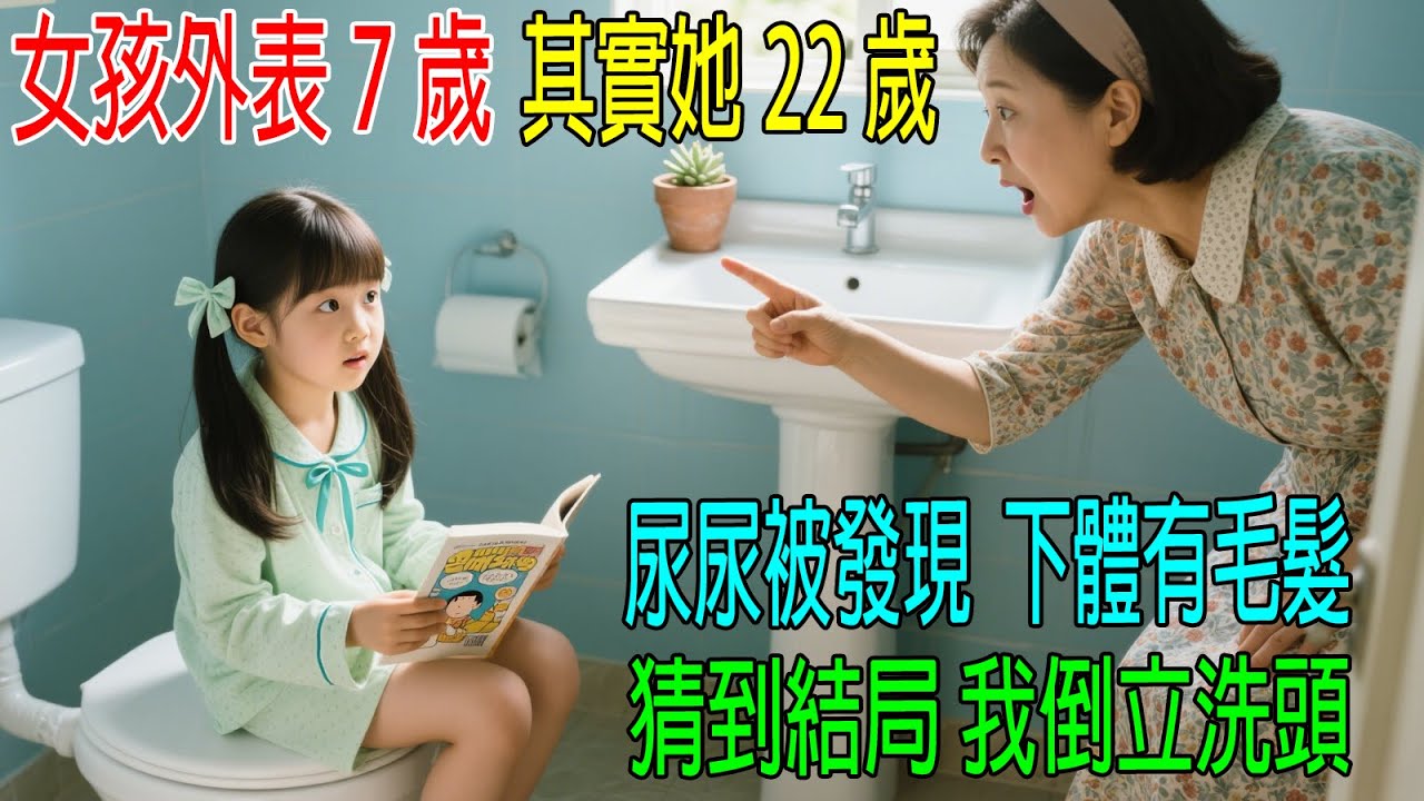 女孩外表7歲，其實她22歲，尿尿被發現有毛髮，猜到結局，我倒立洗頭！