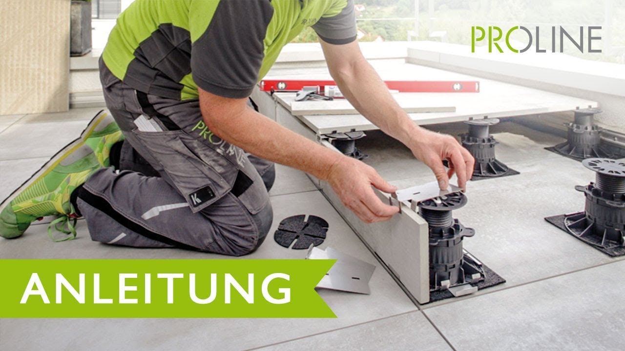 Montage des Verblendprofils  mit PROSTILT dem Stelzlager für Terrassen und Balkon