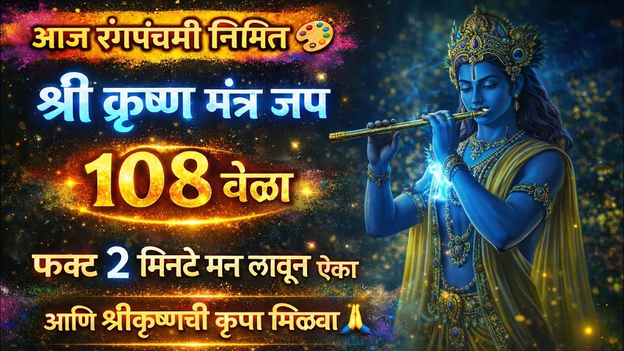 आज रंगपंचमी निमित्त श्री कृष्ण मंत्र जप 🙏 | 108 वेळा फक्त 2 मिनिटे ऐका आणि श्रीकृष्णाची कृपा मिळवा