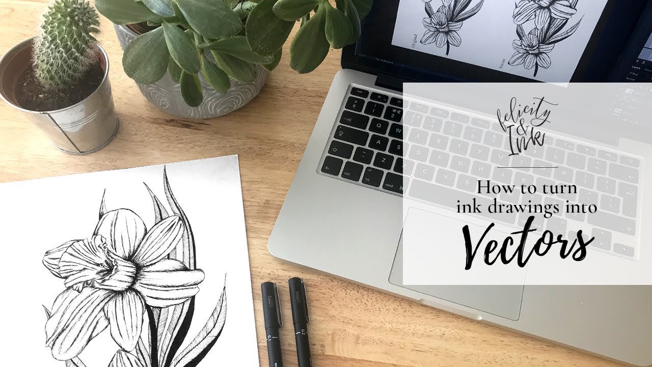How To Quickly Turn Ink Drawings Into Vectors Using Photoshop & Illustrator | Step by Step Tutorial
