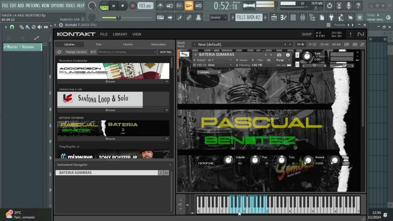 BATERIA Pascual Benitez (Grupo Sombras) /Kontakt / Cumbia Norteña
