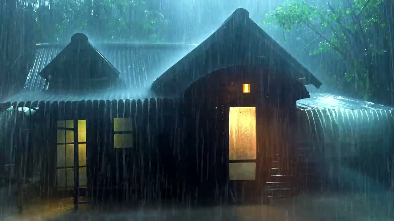 Sueño Reparador con Tormenta Intensa 🌩️ Lluvia Pesada y Trueno Cercano