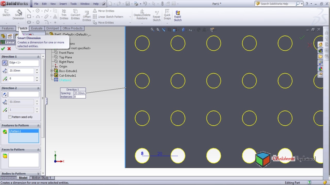 linear pattern in solidworks