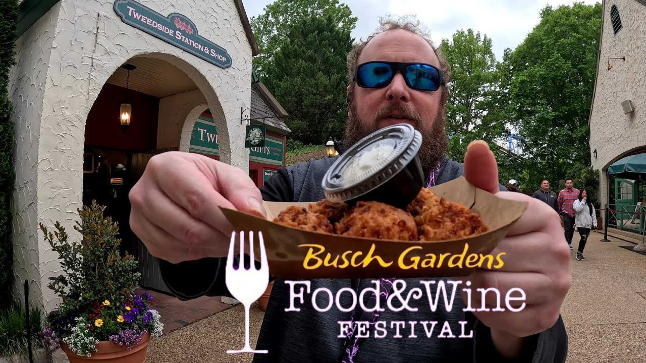 Food and Wine Festival Busch Gardens Williamsburg 2024 w/ menu and prices.