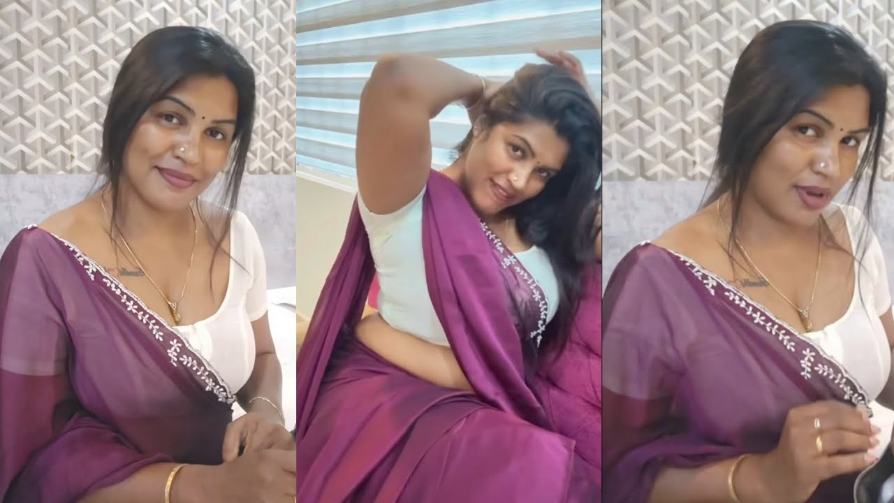Elegant Maroon Chiffon Saree With White Embroidery Work Paired in White Cotton Blouse South Model