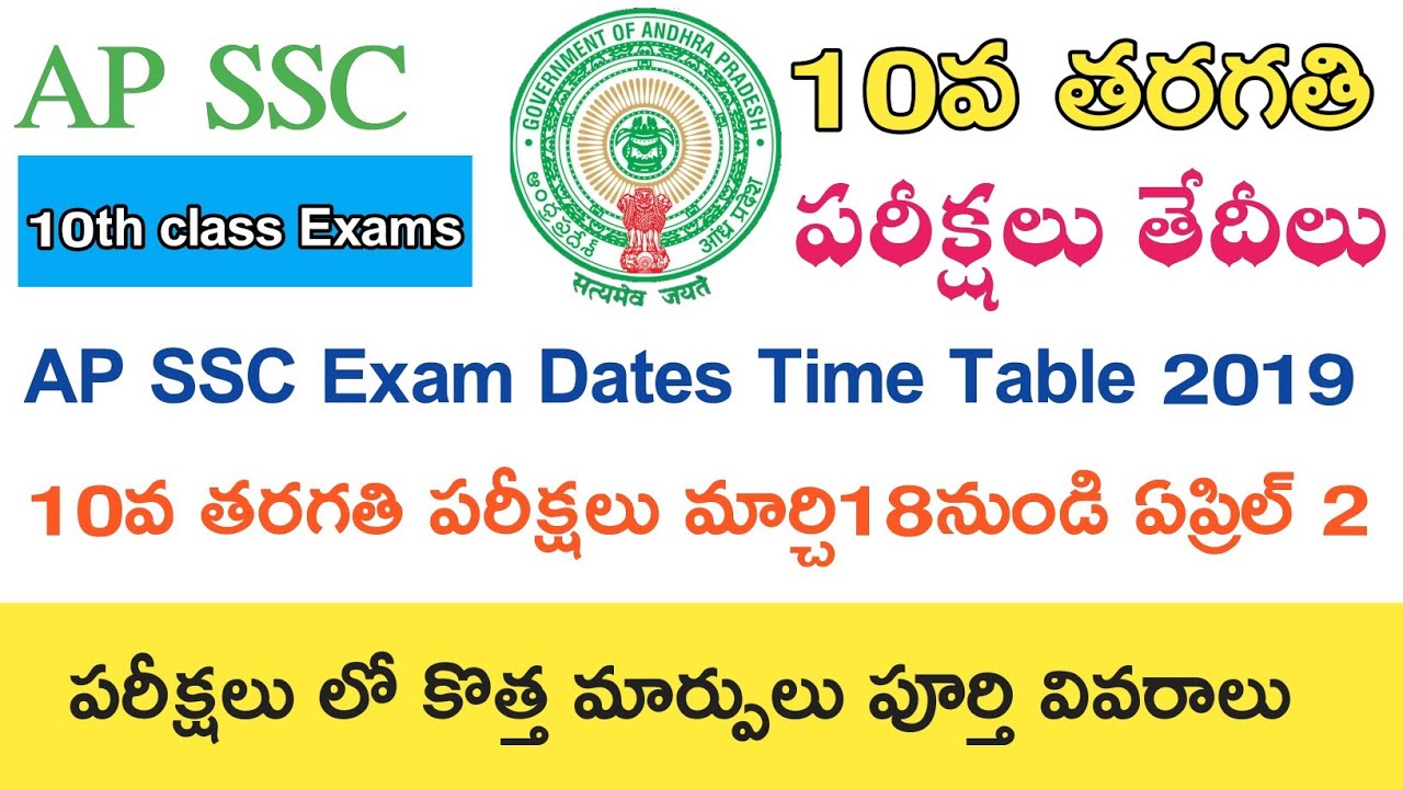 AP SSC EXAM TIME TABLE 2019 || AP 10th CLASS EXAM SHADULE 2019