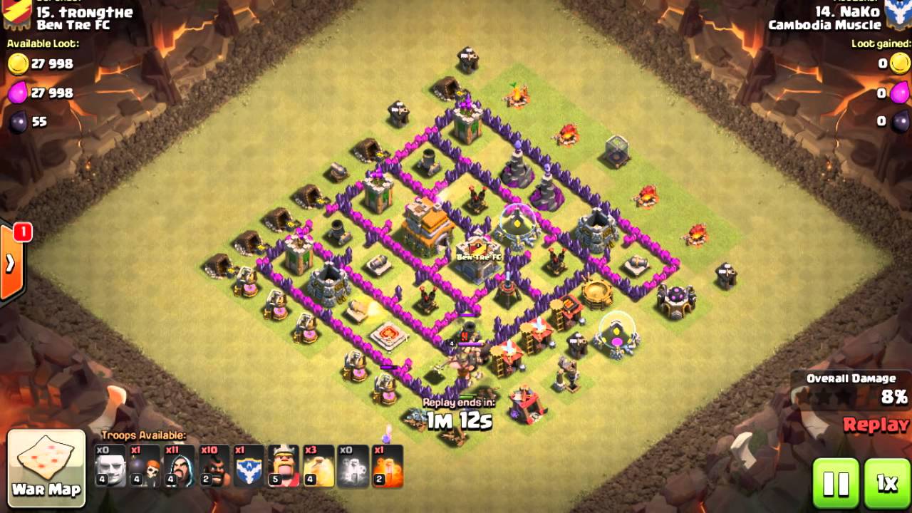 Clash of Clans TH 7 Giant, Hog, Wizard War Attack Strategy | New Update war base