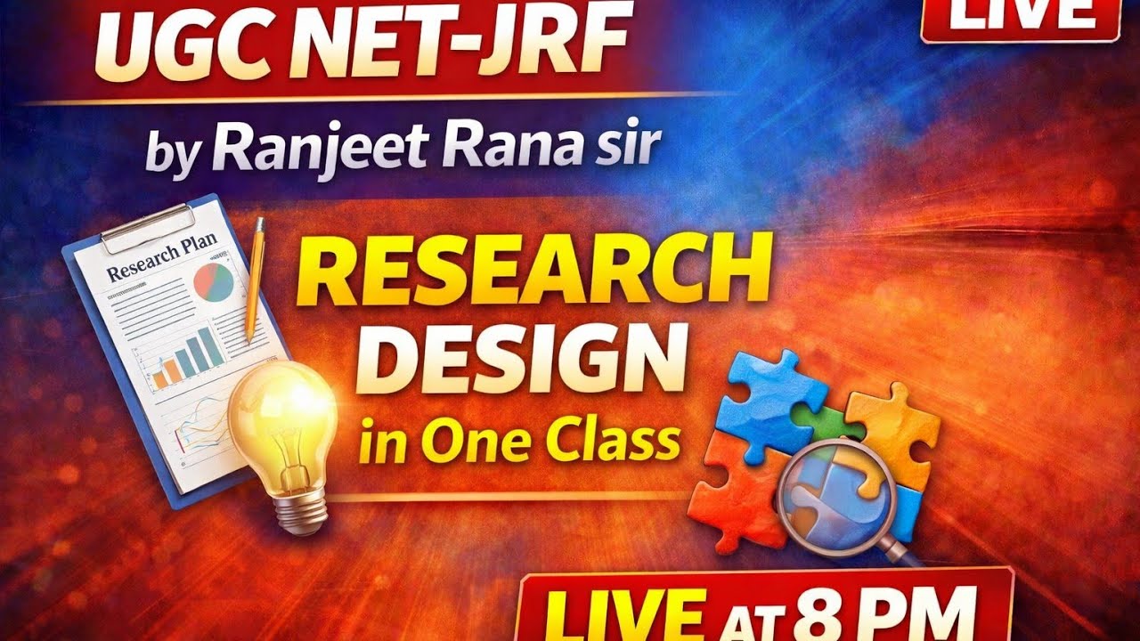 Research Design in Hindi | Research Aptitude | Study Design | UGC NET-JRF | LIVE at 8 PM