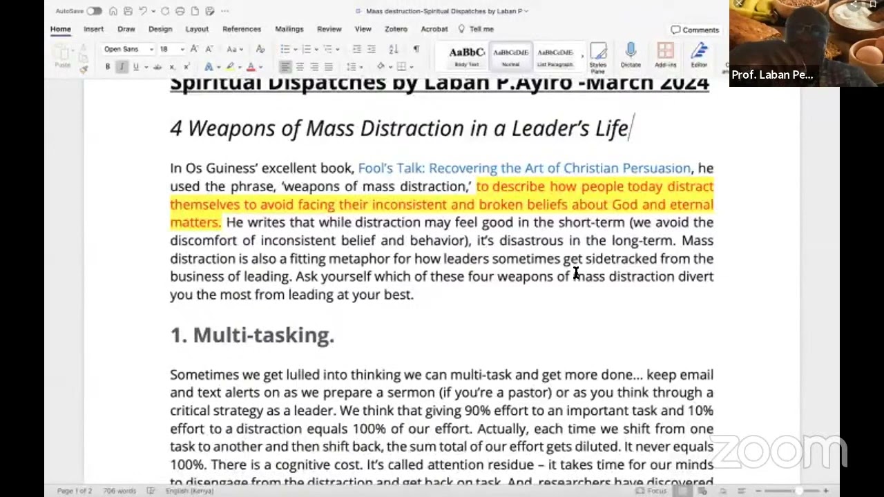 Prof. Laban Ayiro, Lecture 29 on Research Methods:  Writing Chapter1 & 2 mp4