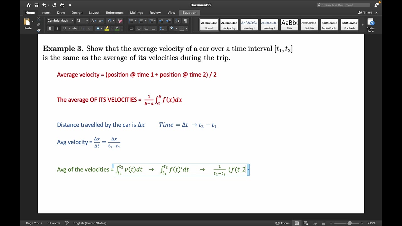 AP Calc Average Value of a Function Notes