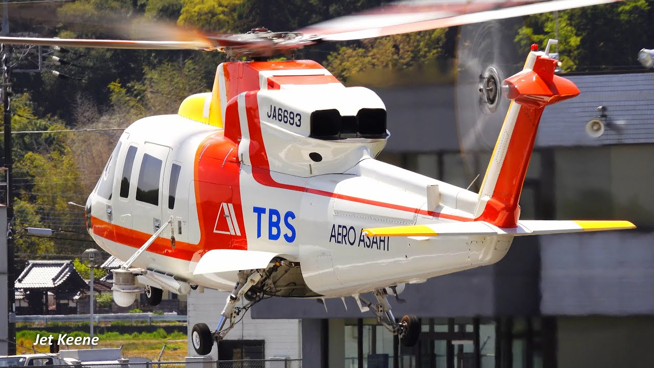 Japan's News Helicopters Landing & Takeoff - Sikorsky S-76C & Eurocopter/Airbus AS365N2 Dauphin 2