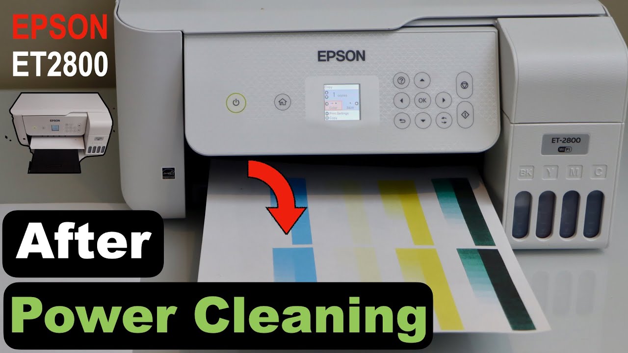 Epson ET 2800 Power Cleaning - Fix Clogged Nozzles & Print Head.