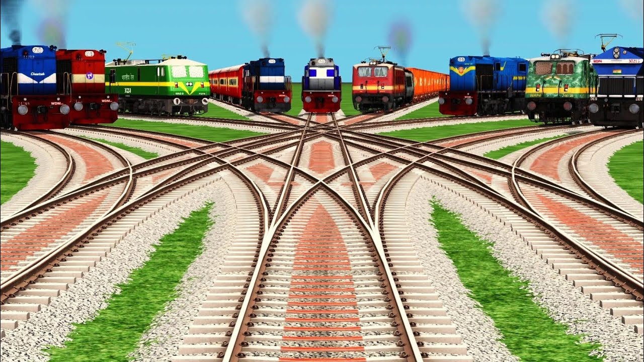  ✅Realistic Railroad High Graphics ll Risky Railroad Track l Diamond Railroad  Crossing l trainvideo