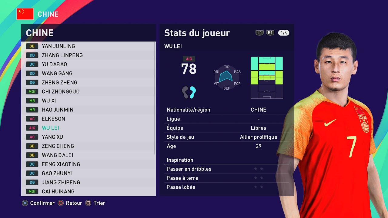 [PES 2021] CHINA NT players real name & rates