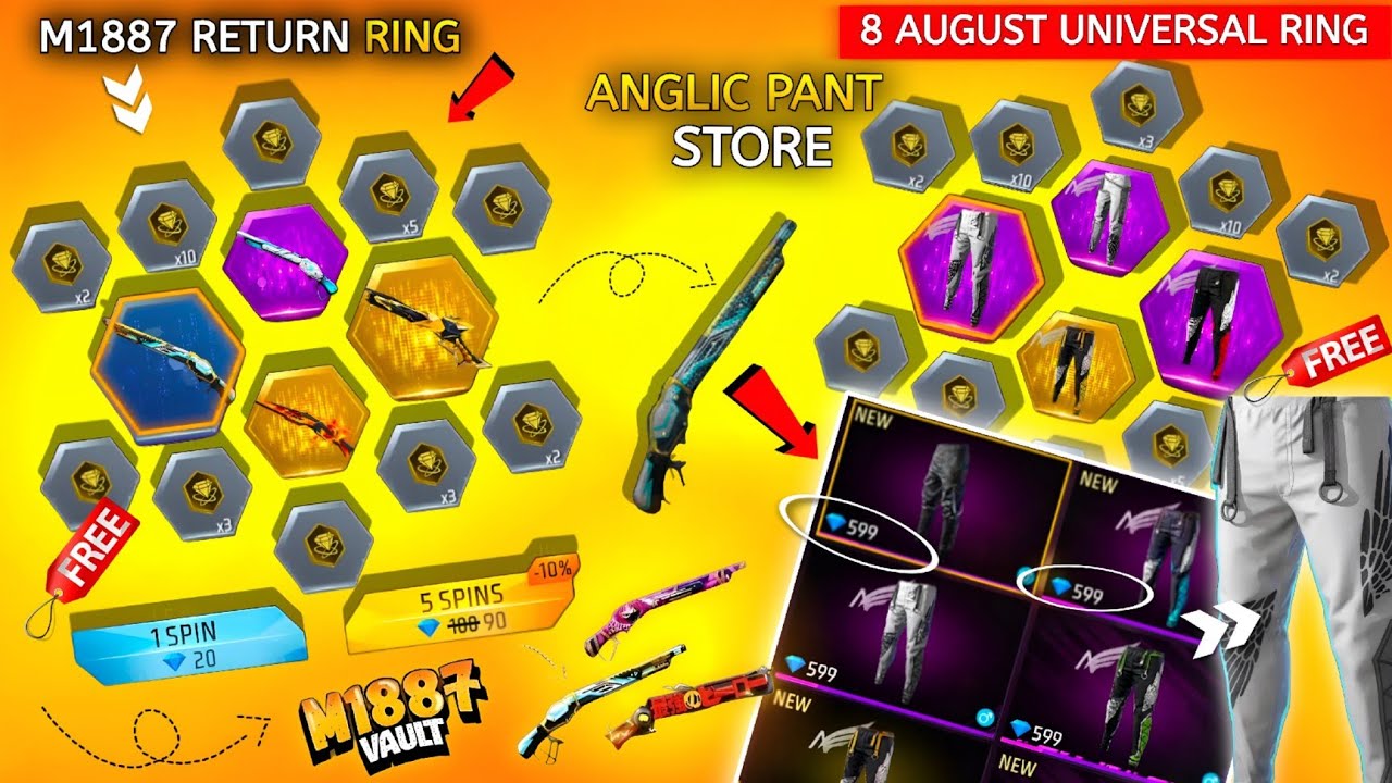 ANGELIC STORE💥 M1887 Return Event😱🎉| Angelic Pant Jazz pant, m1887| free fire new event|ff new event