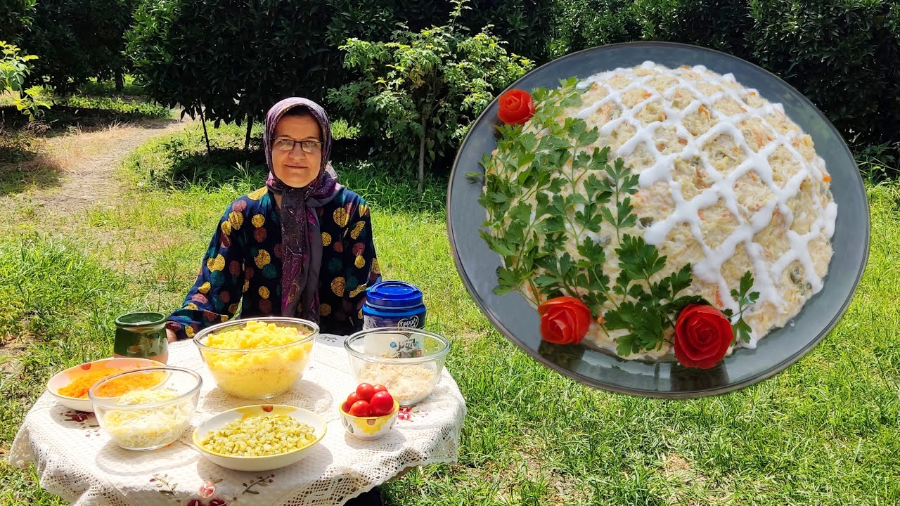 IRAN Village Life | We Made Olivier Salad (Russian Salad) | A Healthy and Tasty Salad Recipe | 4K