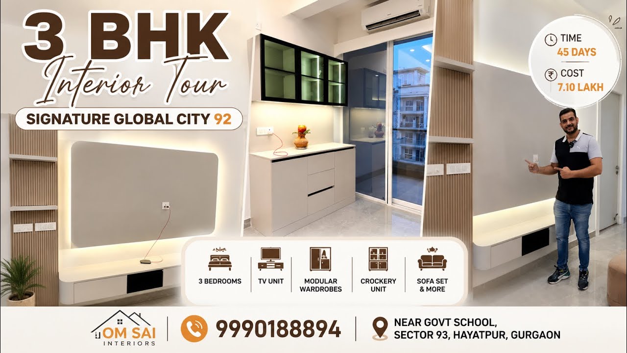 Luxury 3 BHK Interior Tour | Signature Global City 92 | Complete Home in ₹7.10 Lakh | 45 Days