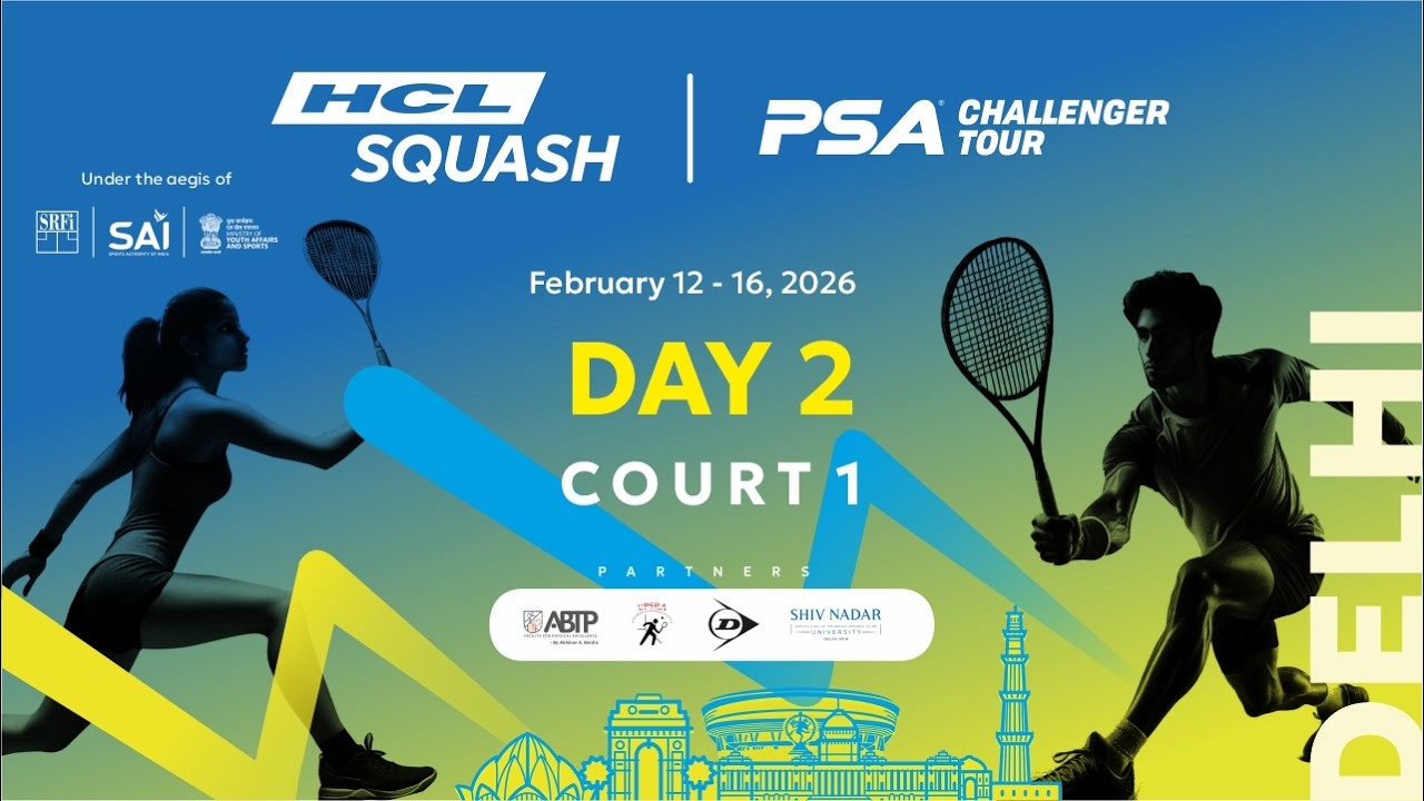 Day 2 - Court 1 - HCL Squash PSA Challenger Tour 6 - Shiv Nadar University - Greater Noida