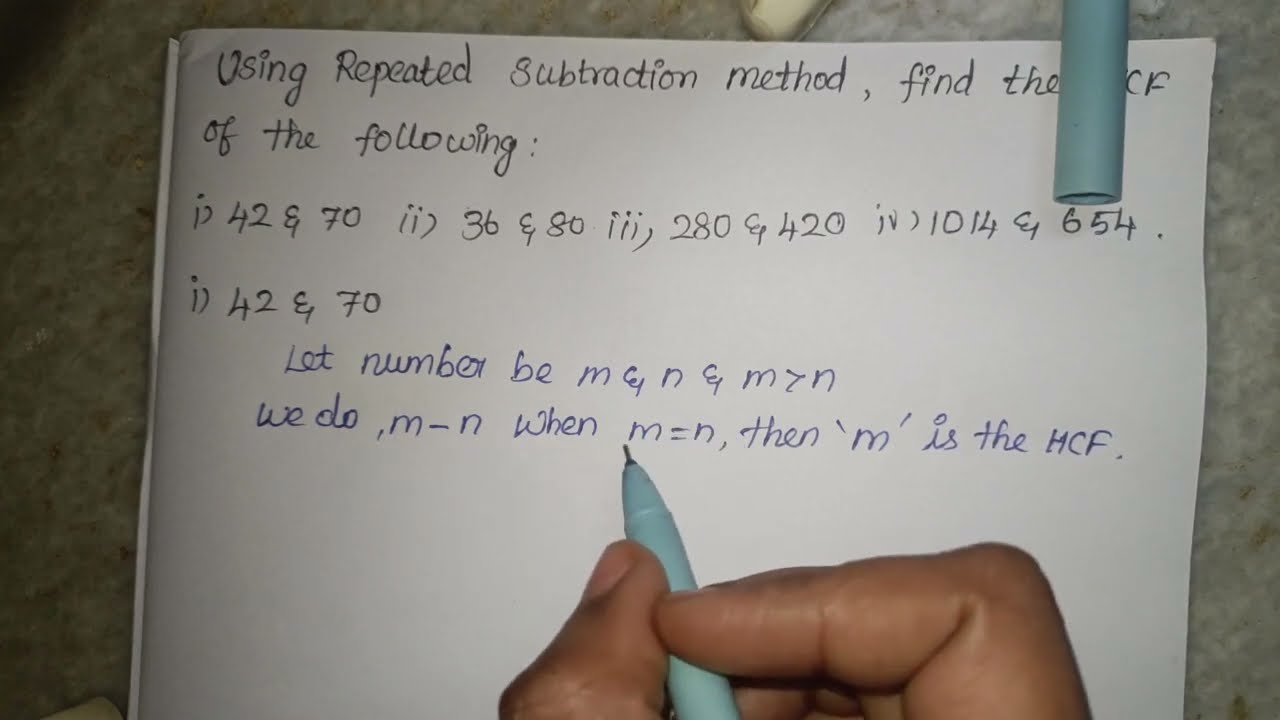 Using repeated subtraction method, find the HCF of the following i)42&70 ii)36&80iii)280&420 #class8
