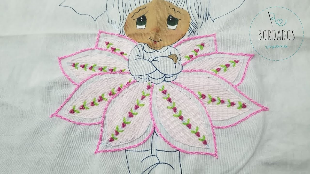 Bordado fantasía Niña Flor Nochebuena 🩷 rosa