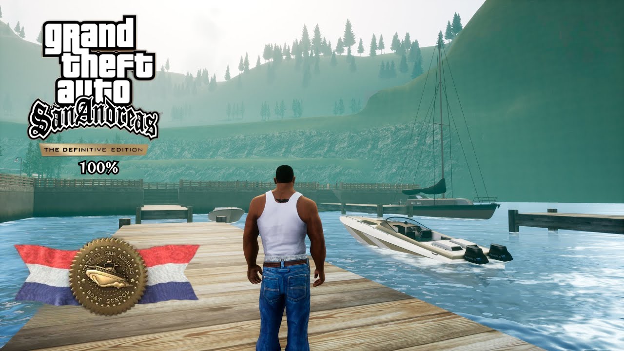 GTA SAN ANDREAS | Edição Definitiva - #35:  100% ESCOLA DE BARCO 🚤🥇