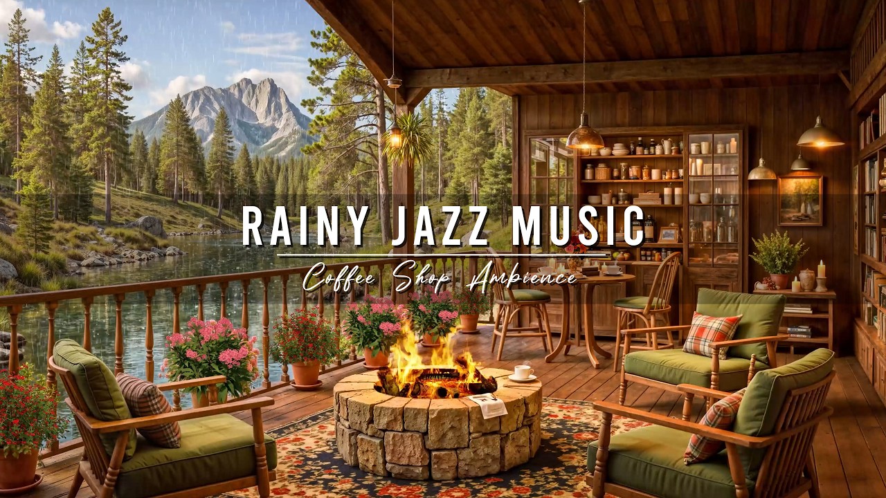 Begin Your Day with Rainy Jazz Music at Cozy Porch Ambience 🌧 Soft Jazz Background Music to Study