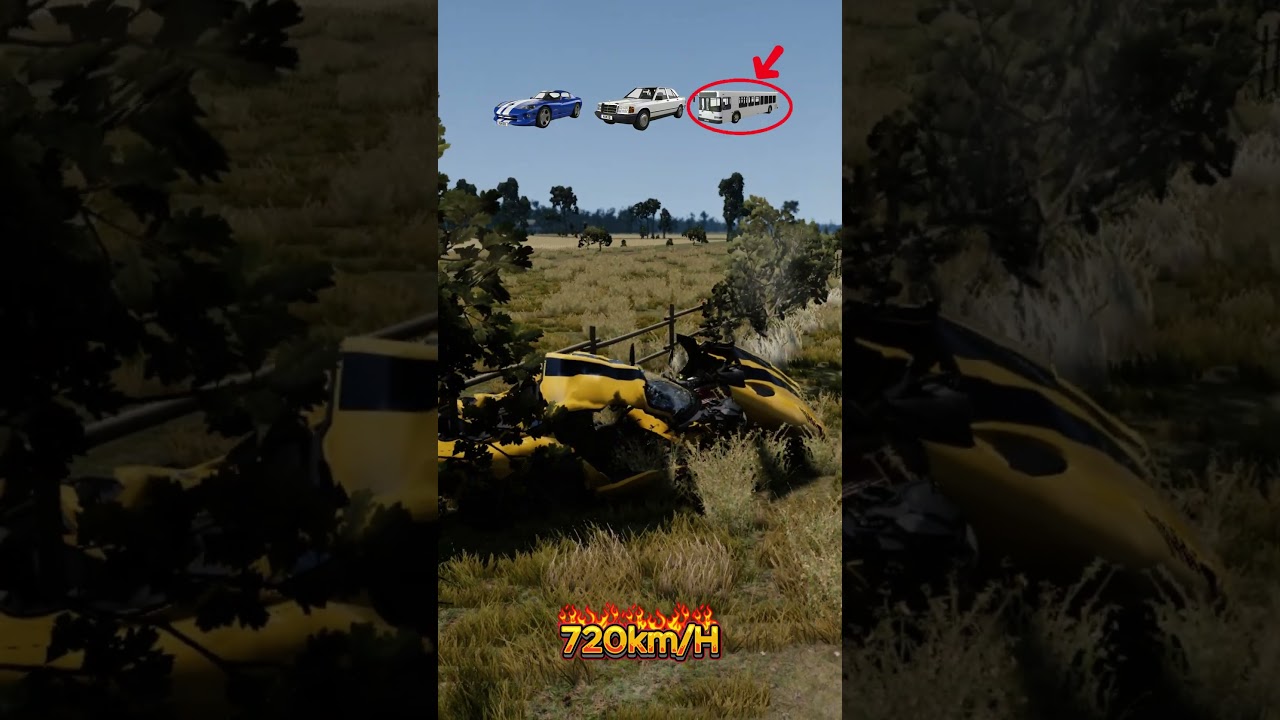 720 KM/h Brake Test 💀 Viper vs 190E vs Tour Bus #shorts