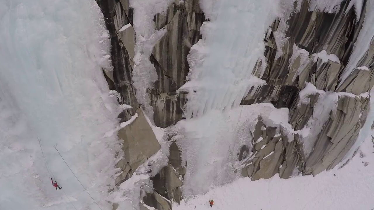 Lee Vining Canyon, Ice Climbing, Drone (HD)