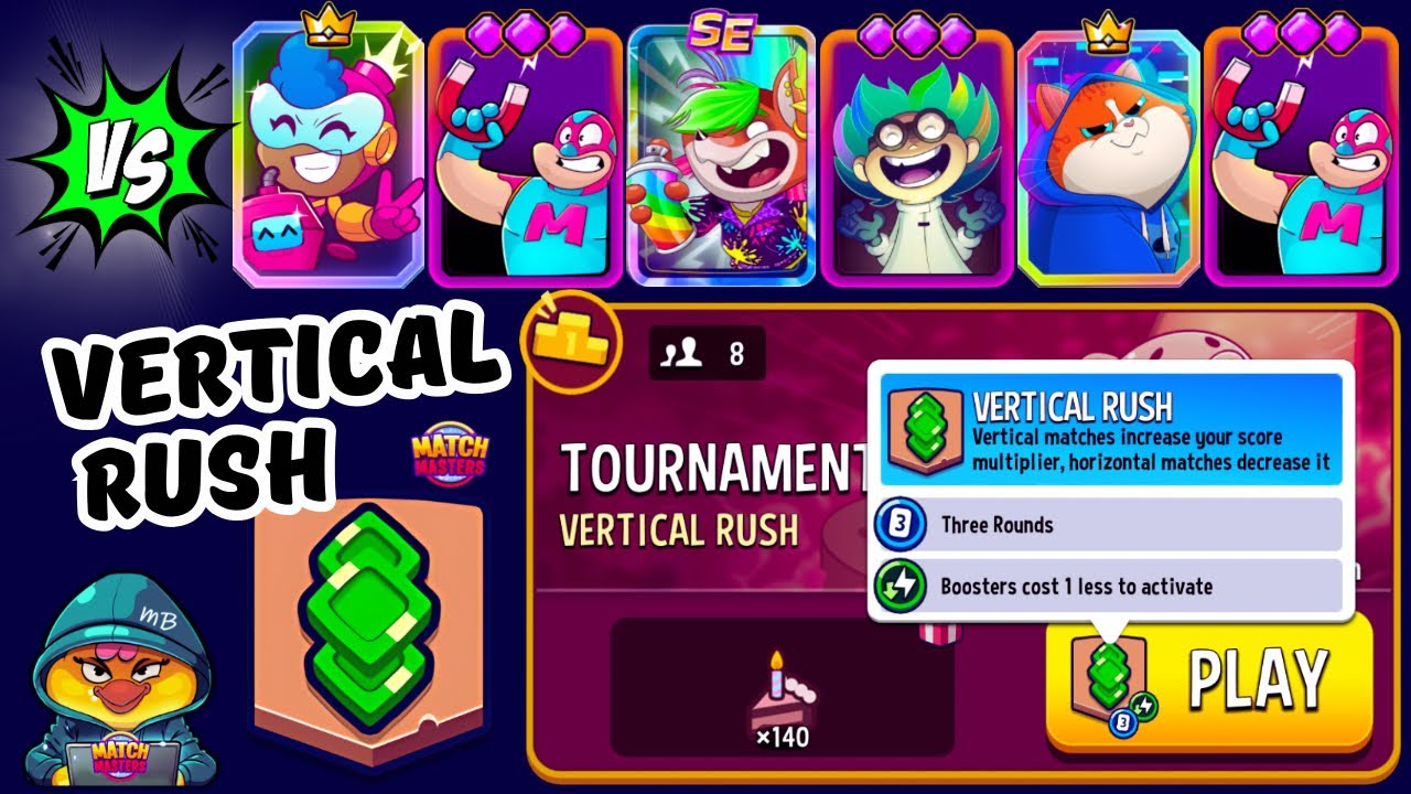 x2 TOURNAMENT! 8 players Vertical Rush + Boosted + Sprint | Match Masters