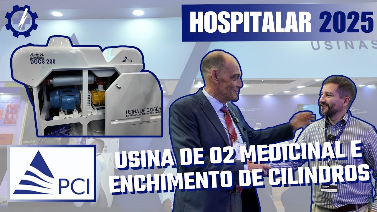 Usina de oxig&ecirc;nio medicinal VSA e enchimento de cilindros - Hospitalar 2025 - Stand PCI Gases