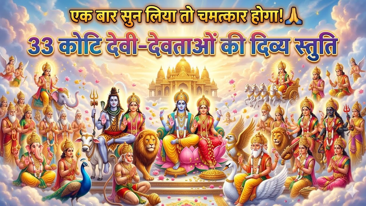 एक बार सुन लिया तो चमत्कार होगा! 🙏 33 कोटि देवी-देवताओं की दिव्य स्तुति  Powerful Mantra