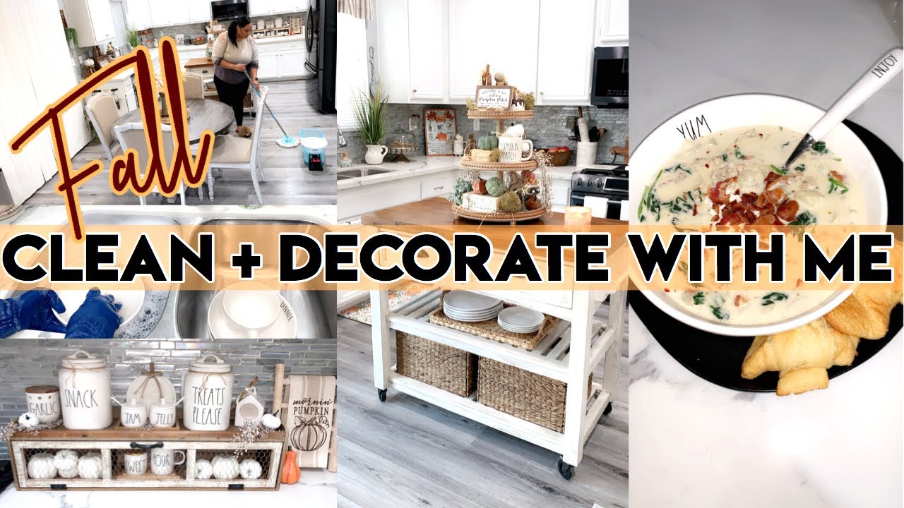 NEW! FALL CLEAN + DECORATE WITH ME | FARMHOUSE FALL DECOR | FALL KITCHEN DECOR