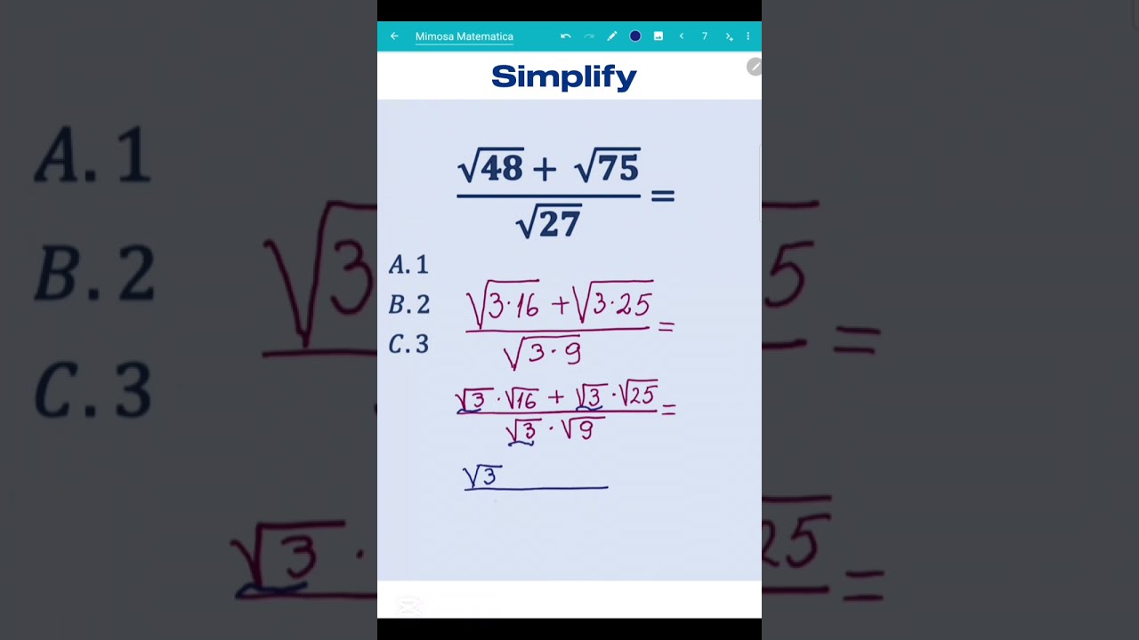 Simplifying Surds  #maths  #education #mathematica #testingresso