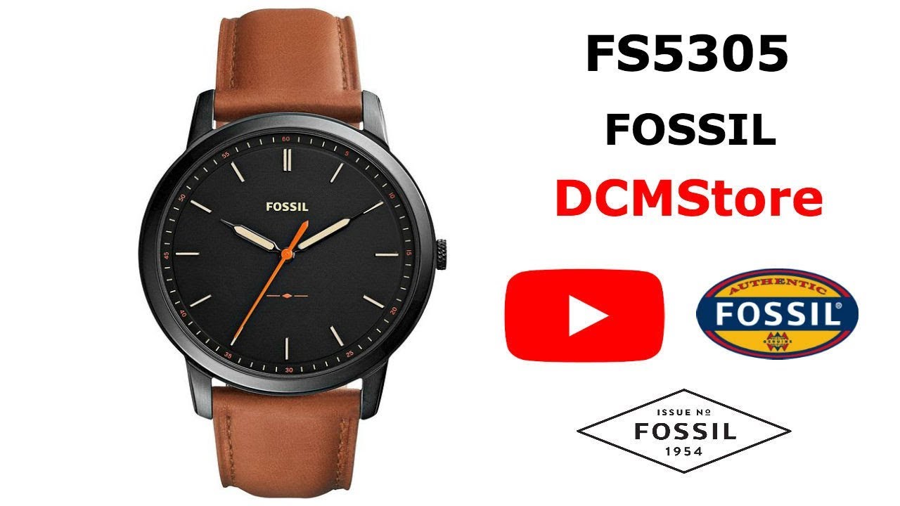 FS5305 Fossil Minimalist Black Dial Brown Leather