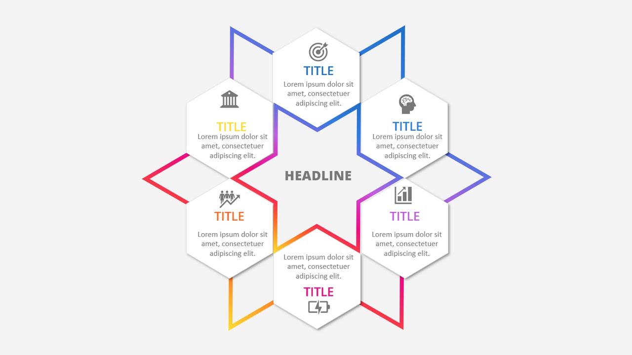 Create 6 Options with a hexagon-shaped Infographic Slide in PowerPoint